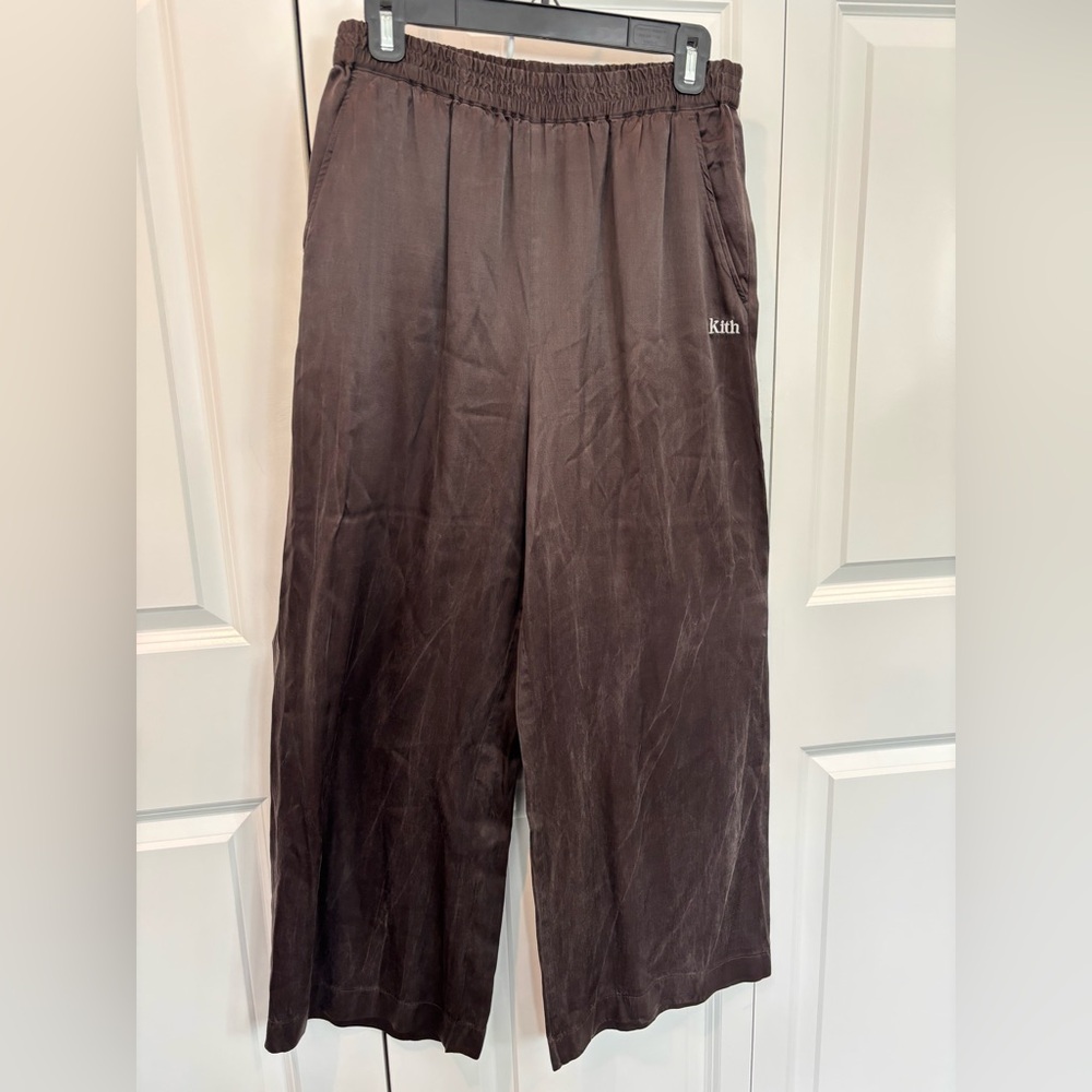 Kith Wide-Leg Satin Pants in Dark Brown